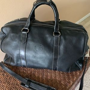 Black Leather Roots Canada weekender bag
